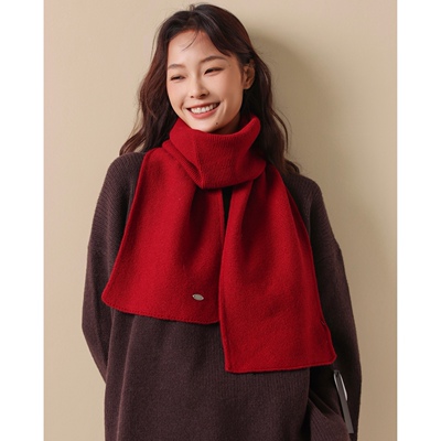 Carrier 韩国轻奢毛觅柚100%绵羊毛围巾女冬季针织情侣款保暖围脖