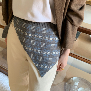 复古雪花披肩～韩国针织三角巾外搭领巾多功能毛线百搭披肩氛围感