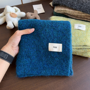 保暖围脖 显白百搭情侣款 Carrier Egg毛茸茸软糯羊毛混纺围巾韩版