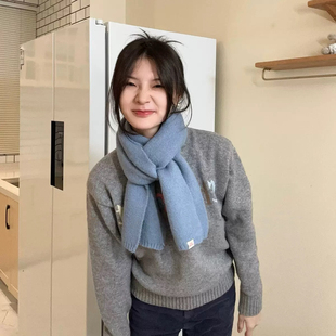 厚实保暖～韩国东大门围巾梅子粉纯色冬季百搭多色软糯围脖男女款