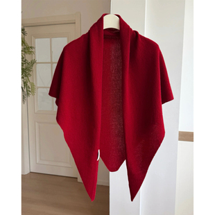 Carrier 韩国100%绵羊毛针织三角巾女秋冬外搭保暖多功能披肩头巾