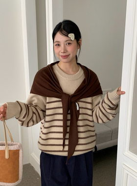 Carrier 韩系简约风格平板纯色针织披肩女叠穿减龄休闲居家三角巾