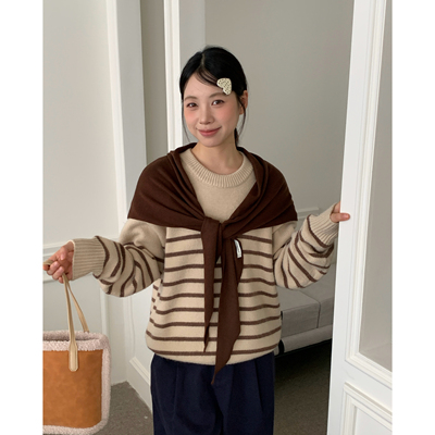 Carrier 韩系简约风格平板纯色针织披肩女叠穿减龄休闲居家三角巾