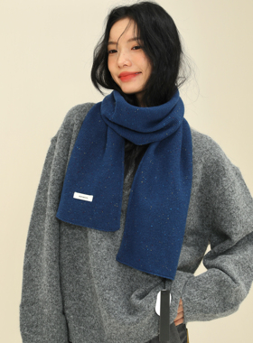 Carrier 韩国热麦100%绵羊毛彩点针织围巾情侣显白百搭保暖围脖潮