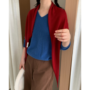 Carrier 韩系简约风格平板纯色针织披肩女叠穿减龄休闲居家三角巾