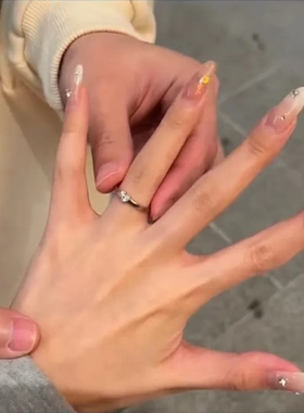 爱心男女对戒戒指时尚百搭设计爱你活口同款情侣轻奢情侣一心