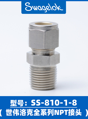 世伟洛克 Swagelok 终端NPT直通接头NPTM接头 外螺纹 SS-810-1-8