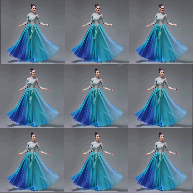 歌伴舞连衣裙舞蹈服装演出服绿水青山古典舞万疆开场舞大男女摆裙