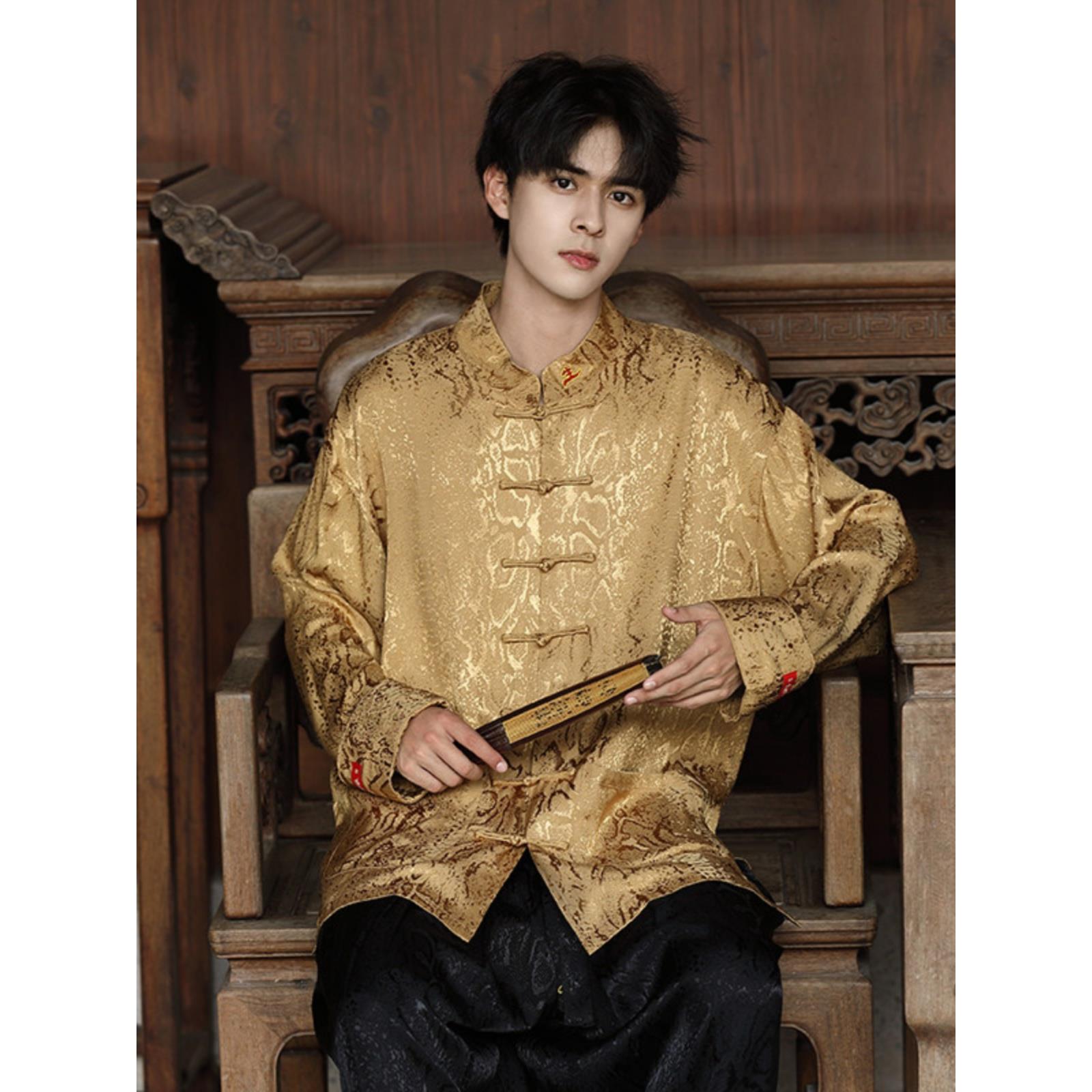 秋冬新品盘扣衬衣中国风金