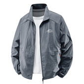 2025新款 夏季 休闲轻薄款 风衣外套男款 单层夹克短款 无帽立领防晒衣