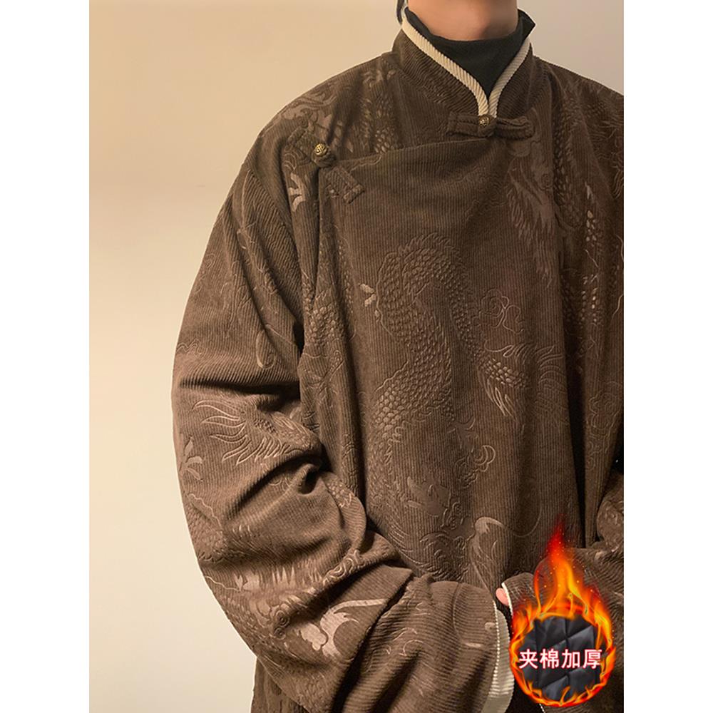 冬季新中式藏袍褂子男士加