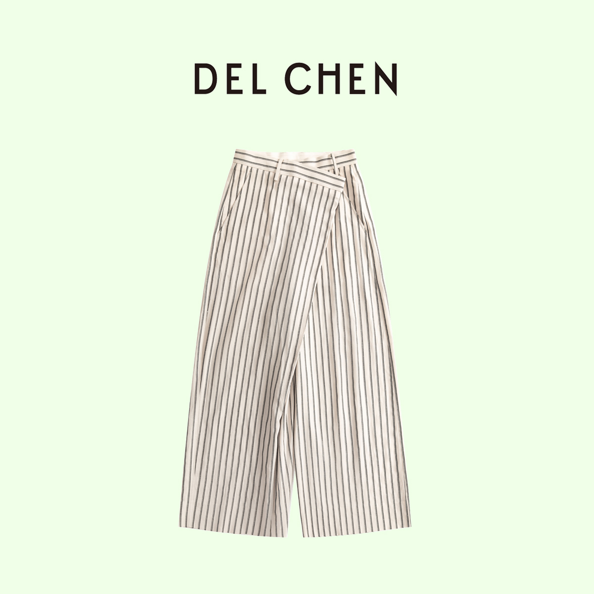 DELCHEN 2024SS 条纹阔腿裤宽松显瘦直筒休闲长裤DCPY7777 女装/女士精品 休闲裤 原图主图