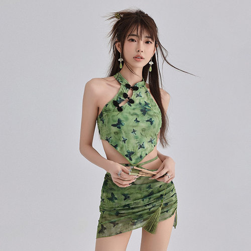 温柔风游泳衣女分体式三件套遮肚显瘦聚拢小胸韩国ins风泡温泉