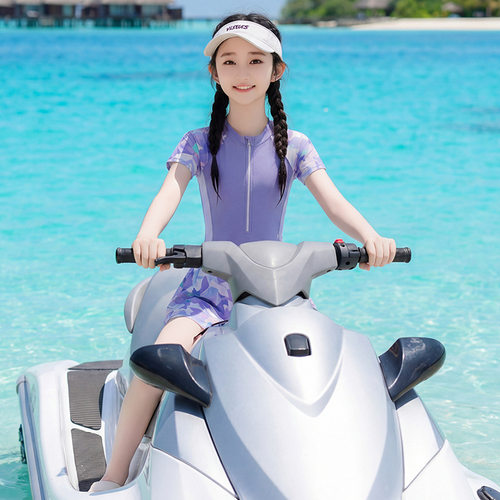 2026新款韩版女童中大童泳装甜美印花小香风连体裙式儿童泡温泉