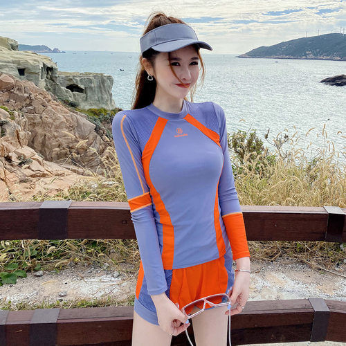 2025新款泳衣女保守遮肚显瘦韩国ins风分体运动两件套泡温泉泳装