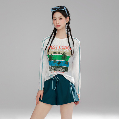 2024新款游泳衣女分体式三件套遮肚显瘦聚拢小胸韩国ins风泡温泉