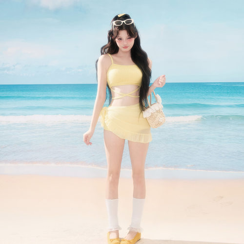 2025新款游泳衣女分体式三件套遮肚显瘦性感韩国ins风泡温泉泳装