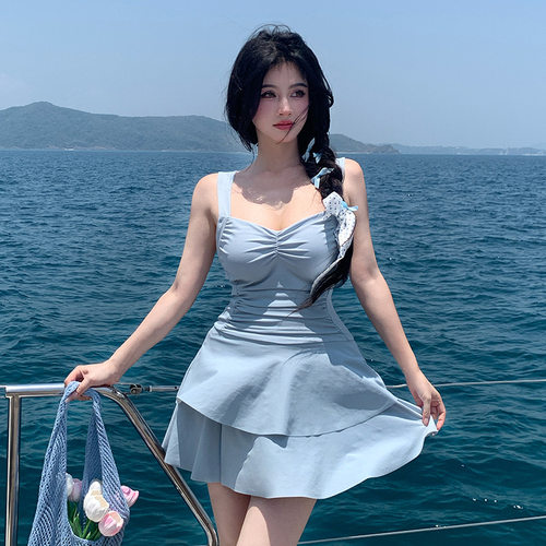 游泳衣女连体2025新款保守遮肉显瘦性感大码胖MM韩国ins风泡温泉