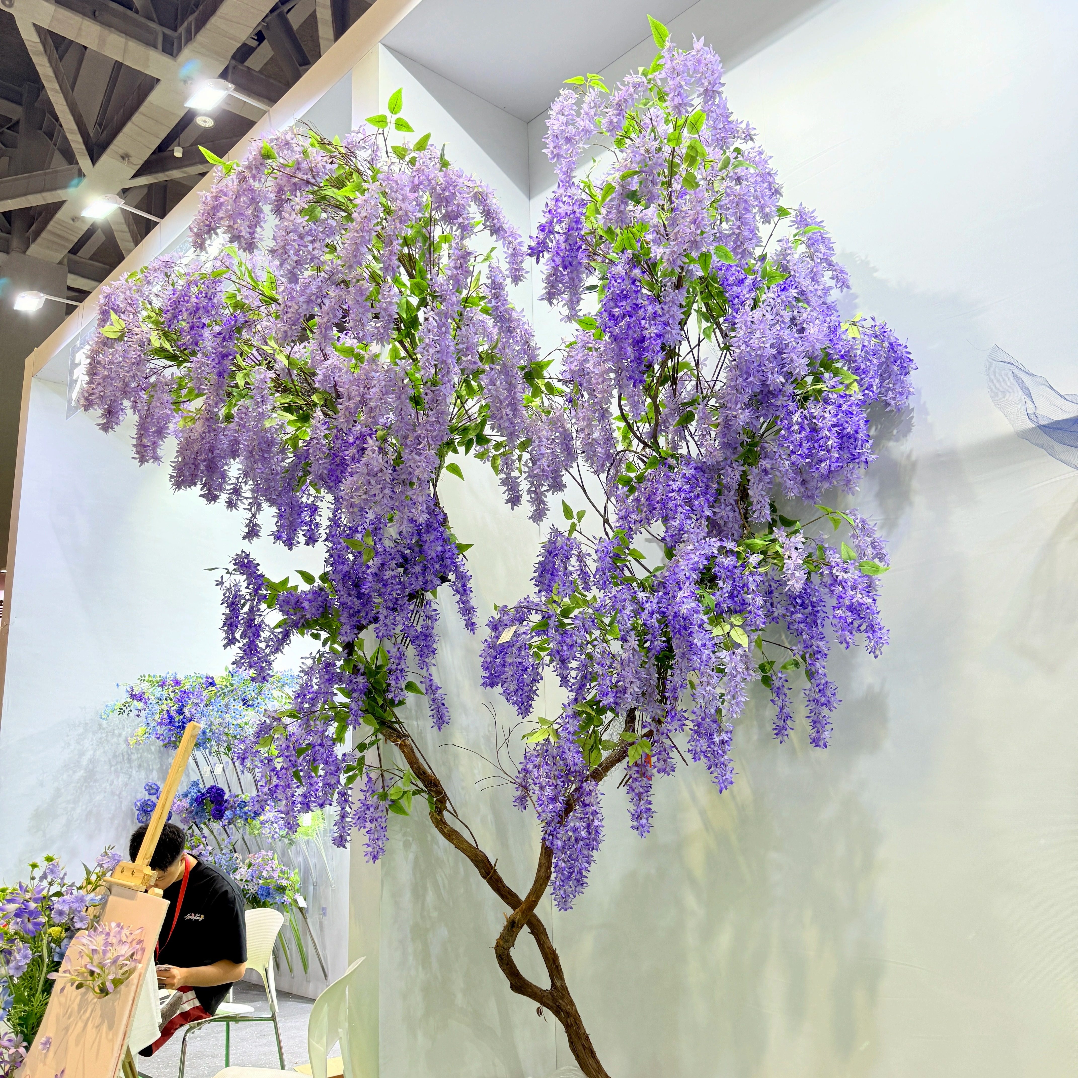 仿真紫藤花垂吊紫藤婚庆道具花店会所酒店橱窗造景商场装饰花软装