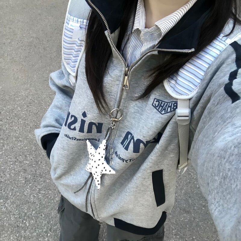 气质学院港风外套女装春秋季百搭宽松显瘦 2026 大码休闲上衣卫衣