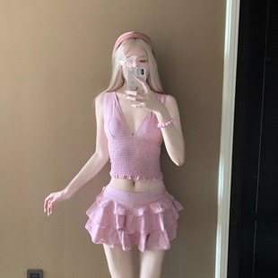 AYSTUDIO甜美碎花法式 复古分体泳衣女高级感小胸显瘦遮肉度假温泉