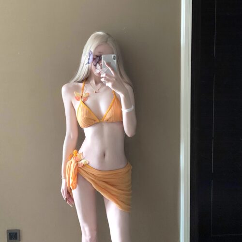 新款比基尼纯欲蝴蝶绝美度假泳衣