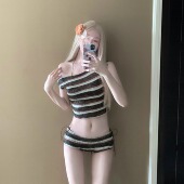 AYSTUDIO泳衣女Jennie同款 复古条纹露肩性感辣妹低腰比基尼泡温泉