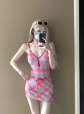 AYSTUDIO娜扎同款泳衣女2026新款复古性感露背沙滩温泉度假两件套