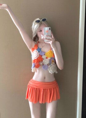 aystudio2026新款比基尼夏性感纯欲风复古针织裙式温泉度假泳衣女