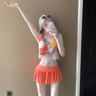 比基尼夏性感纯欲风复古针织裙式 AYSTUDIO2025新款 露背度假泳衣女