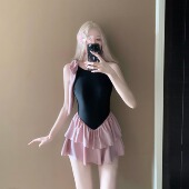 AYSTUDIO甜美辣妹纯欲风连体泳衣女裙式 保守小胸聚拢显瘦遮肉度假