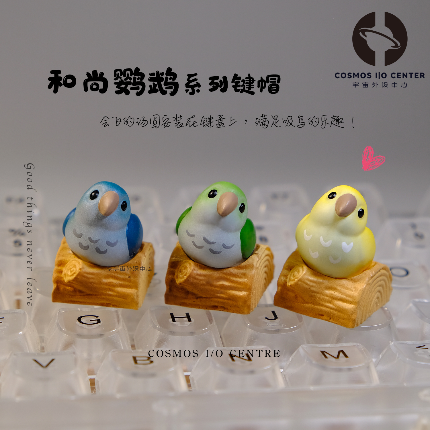 和尚鹦鹉萌宠鸟手工创意立体键帽