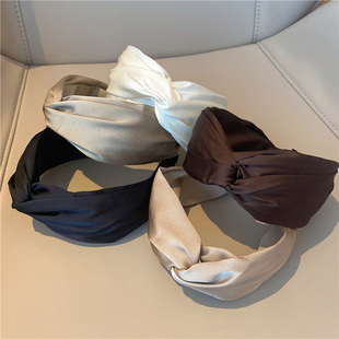 高级感轻奢缎面发箍女款 高颅顶头箍打结发卡头饰 宽边压发洋气时尚