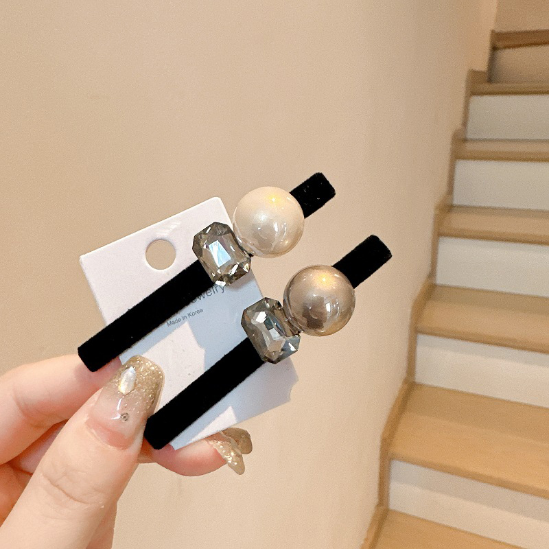 高级感水钻珍珠一字夹少女系边夹