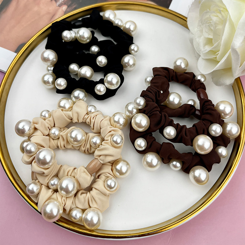 简约布艺钉珠发圈气质珍珠发绳高弹力不伤发头绳百搭肥肠圈发饰女,饰品/流行首饰/时尚饰品新,发饰,淘宝优惠券,粉丝福利购,淘宝优惠卷