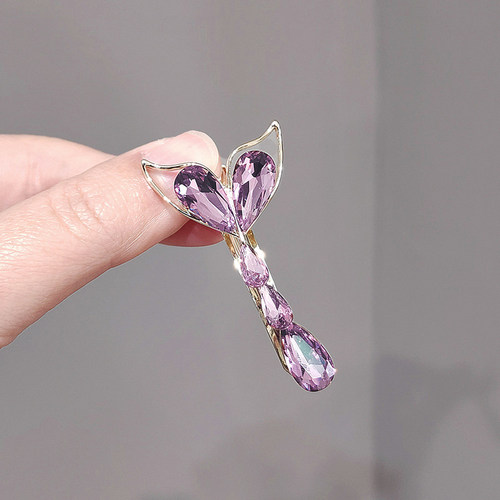 优雅气质水晶鱼尾发夹侧边夹