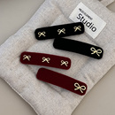 小香风蝴蝶结发夹女丝绒刘海侧边高级感BB夹新款 红色夹子头饰发饰