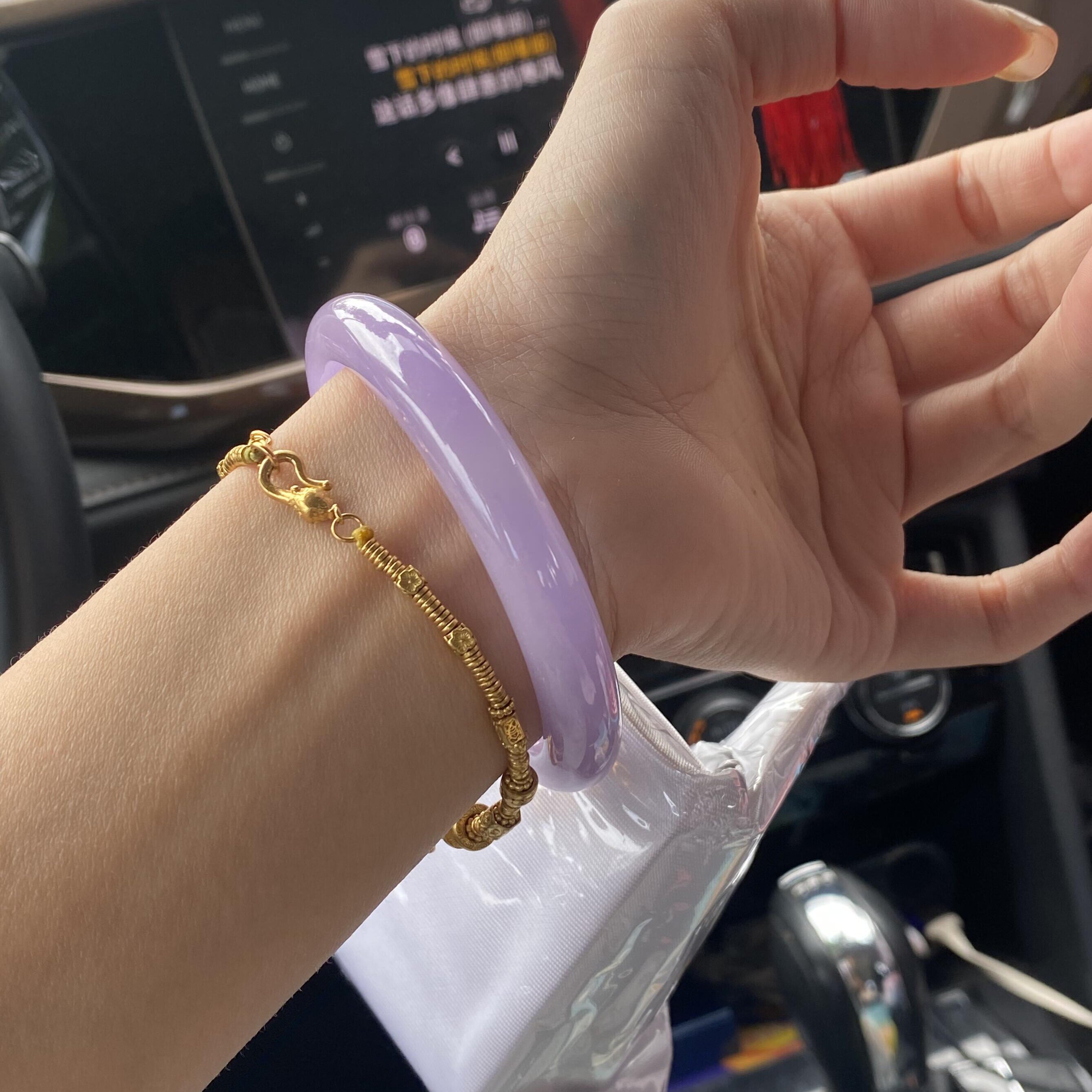 玉长情高端缅甸翡翠贵妃镯冰种紫罗兰正品玉手镯子女款真玉石处理