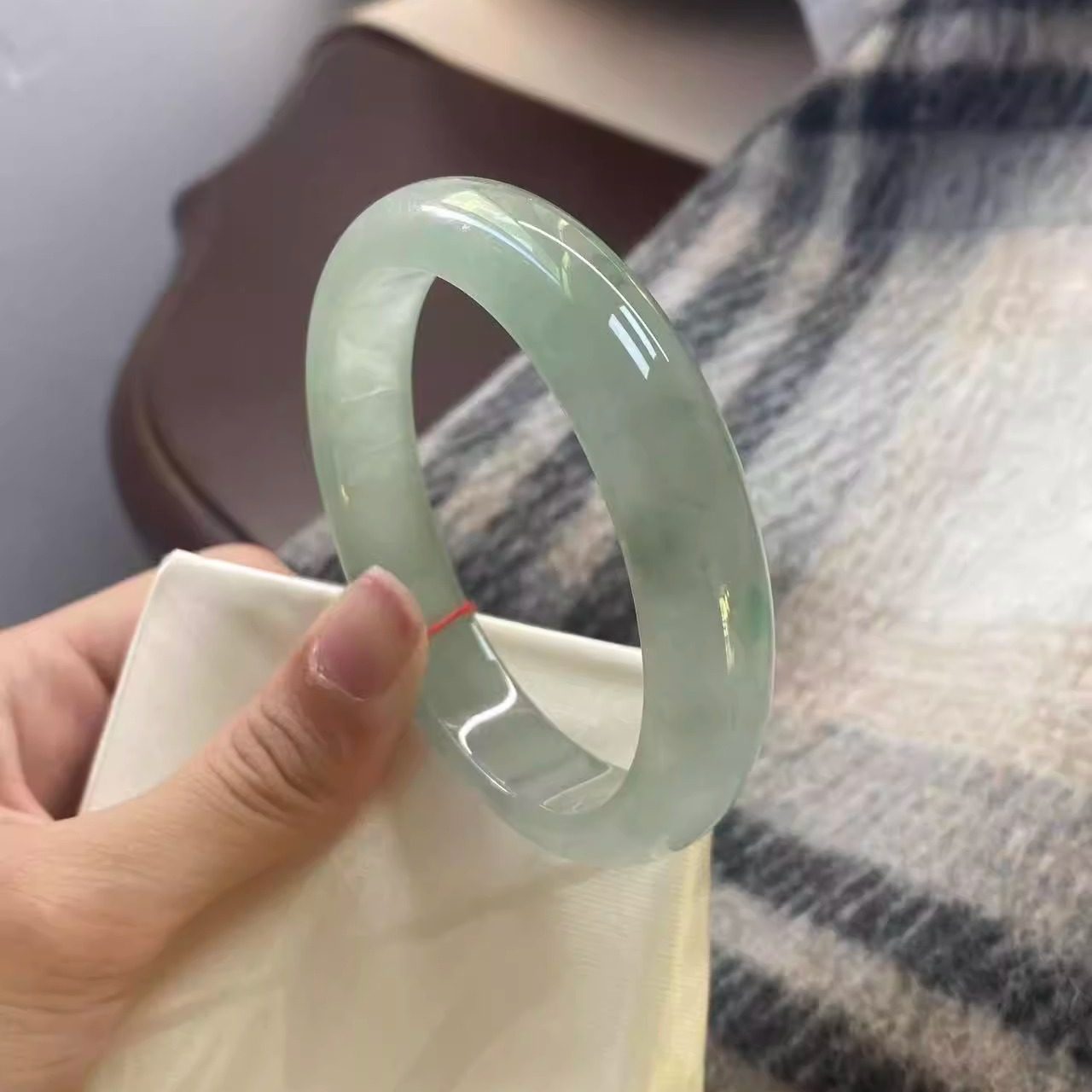 玉长情冰透飘花翡翠油青玉手镯子高端缅甸步离镯官方正品玉石处理