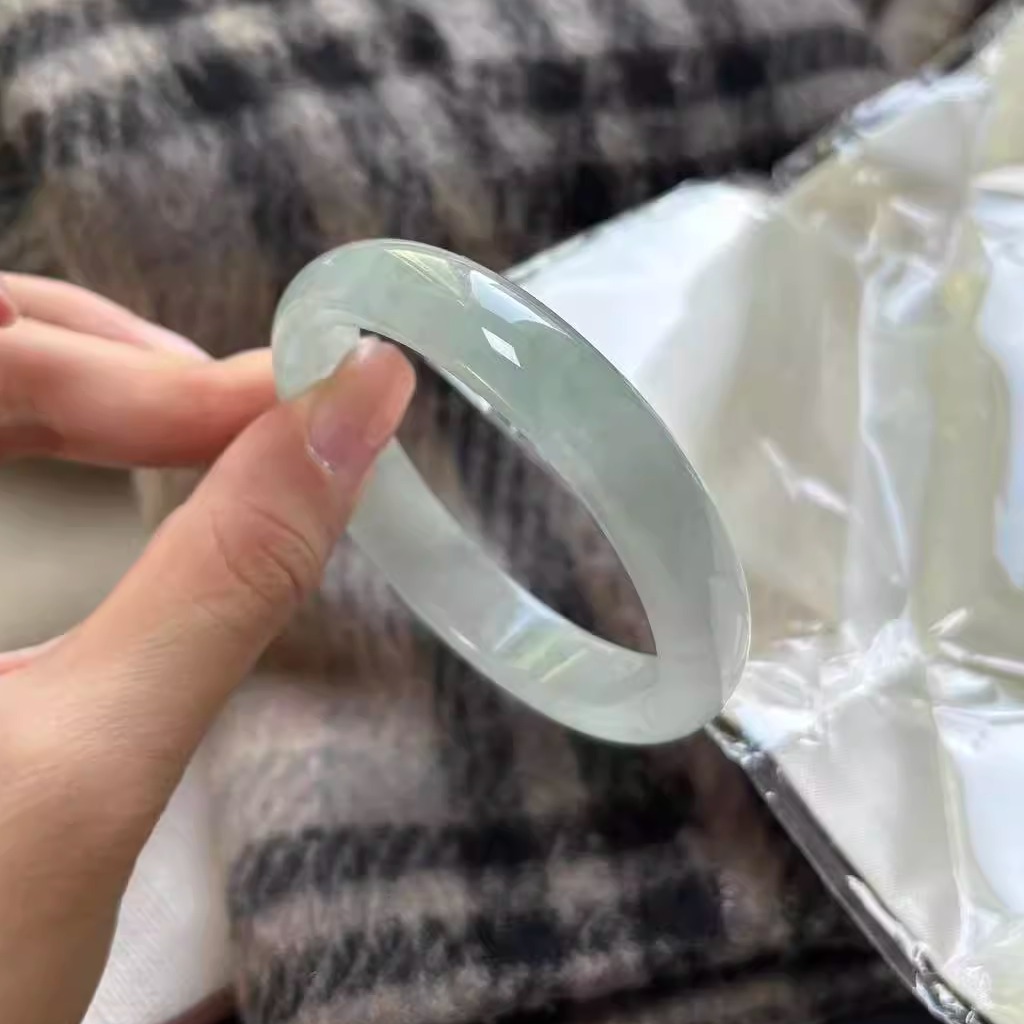 玉长情缅甸翡翠手镯晴水纯色正圈玉手镯子冰种冰透旗舰店女款处理