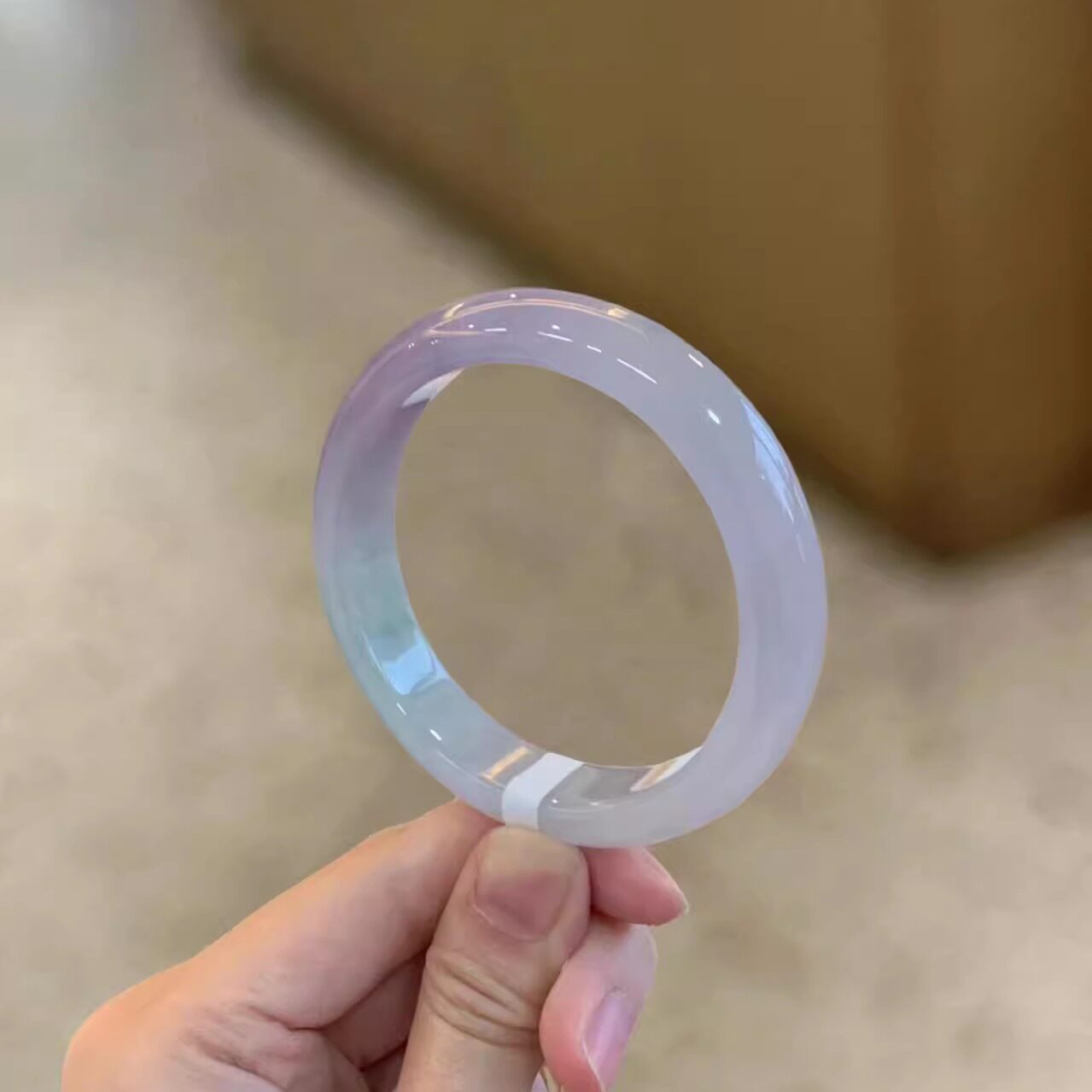 玉长情冰糯种紫罗兰春彩飘花翡翠高档高透手镯女款正品真玉石处理