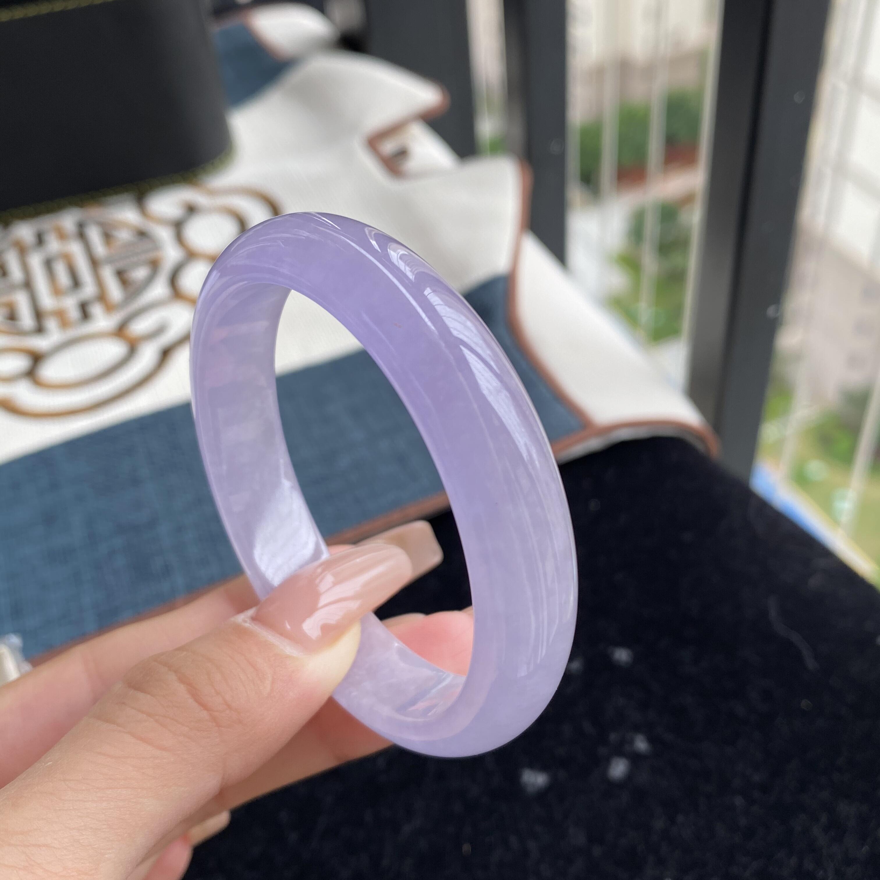 玉长情玉手镯子紫罗兰缅甸翡翠高端正品贵妃款冰种真玉石翡翠处理