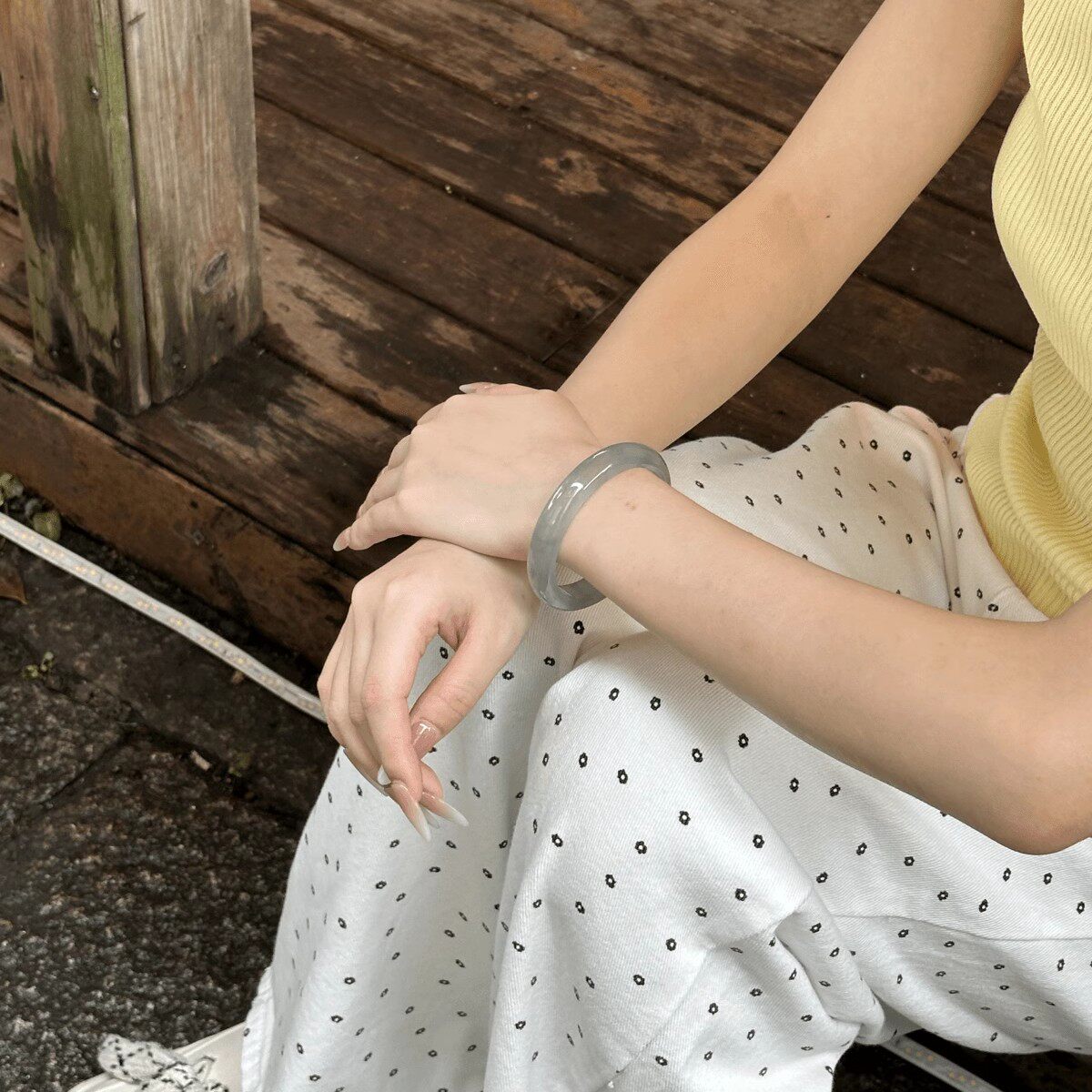玉长情缅甸冰种翡翠玉手镯油青纯色女年轻款真玉原石手镯料饰品