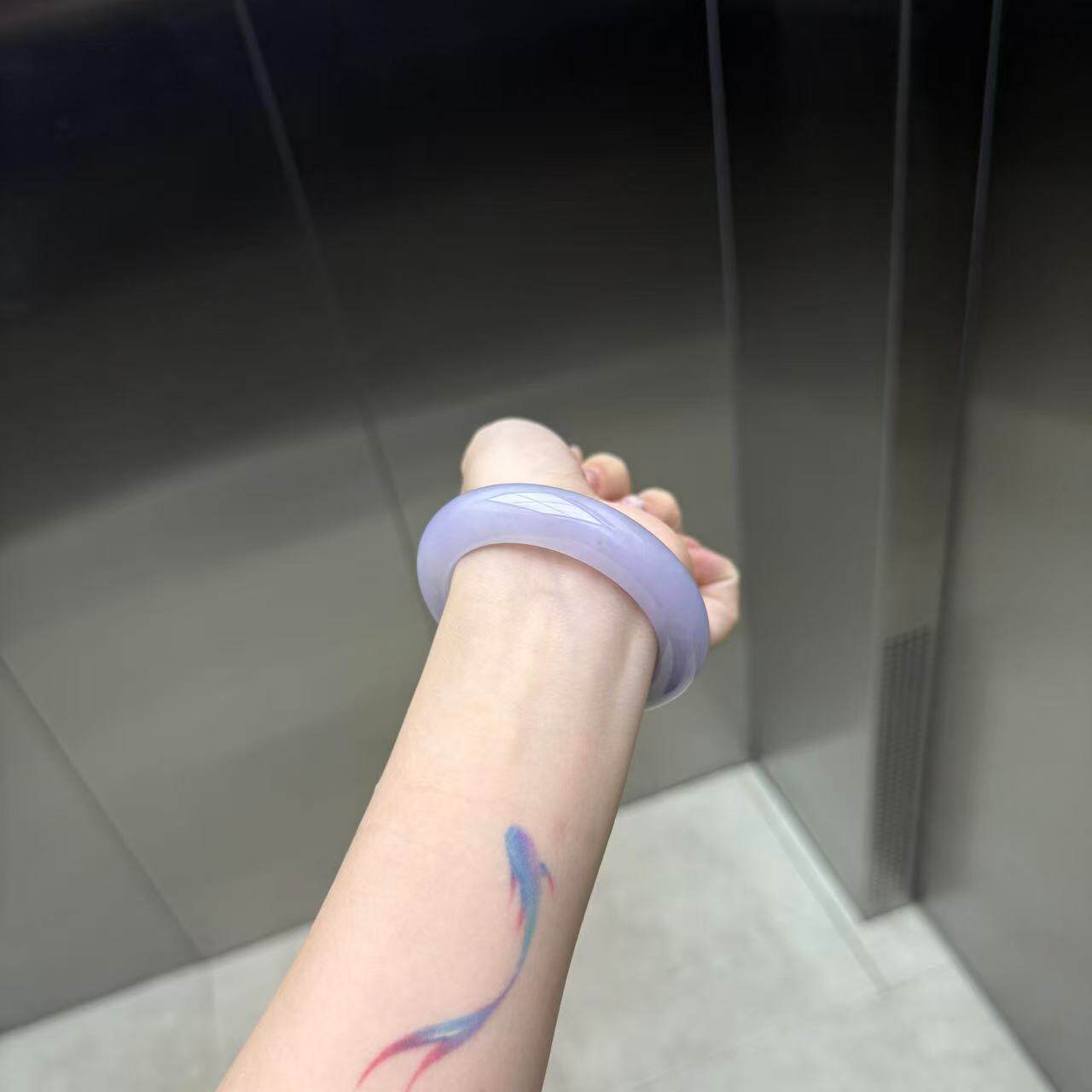 玉长情高端缅甸翡翠正品女款紫罗兰糯冰种翡翠玉手镯子真玉石处理