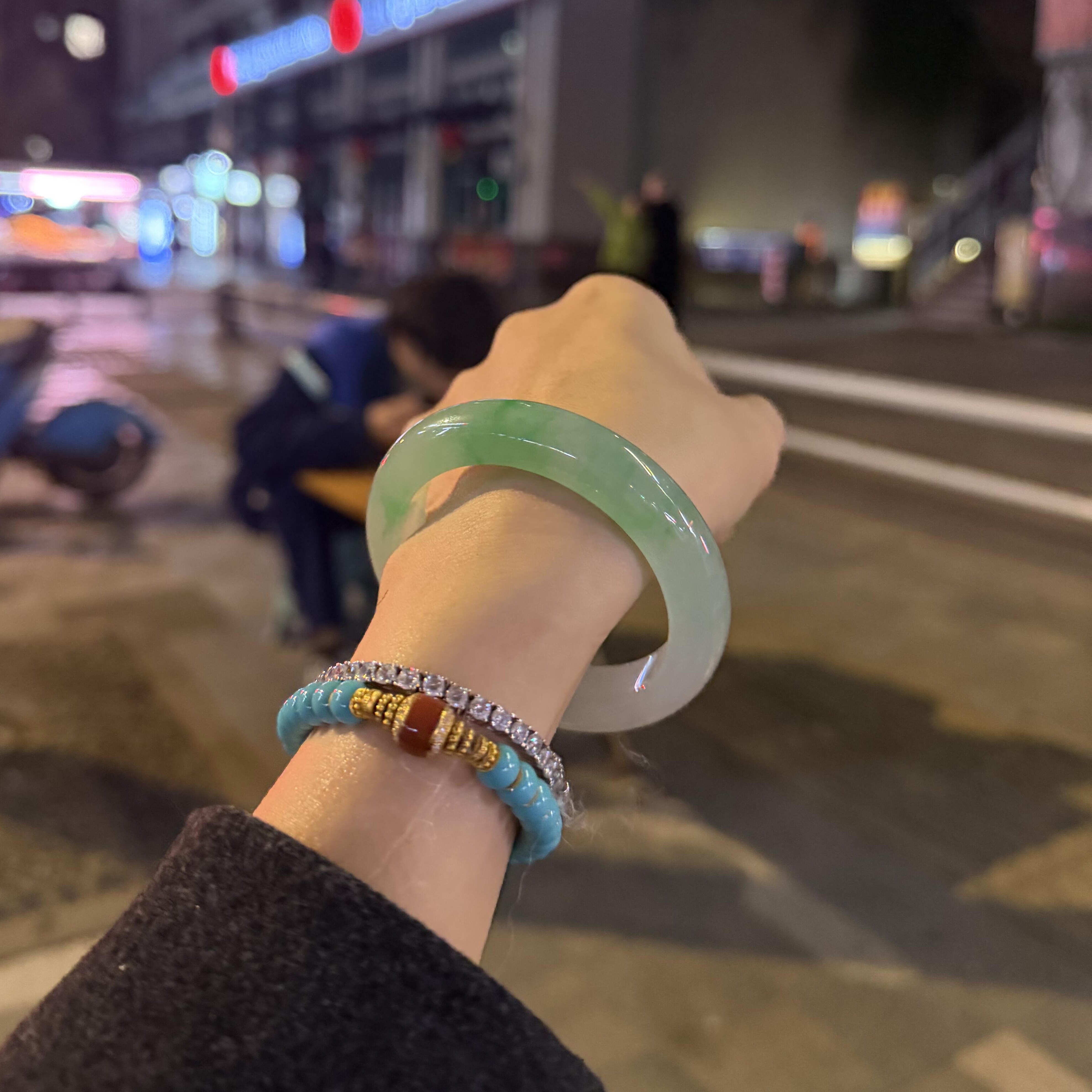 玉长情缅甸翡翠玉手镯子女款浅绿色冰飘花高端贵妃正品真玉石处理