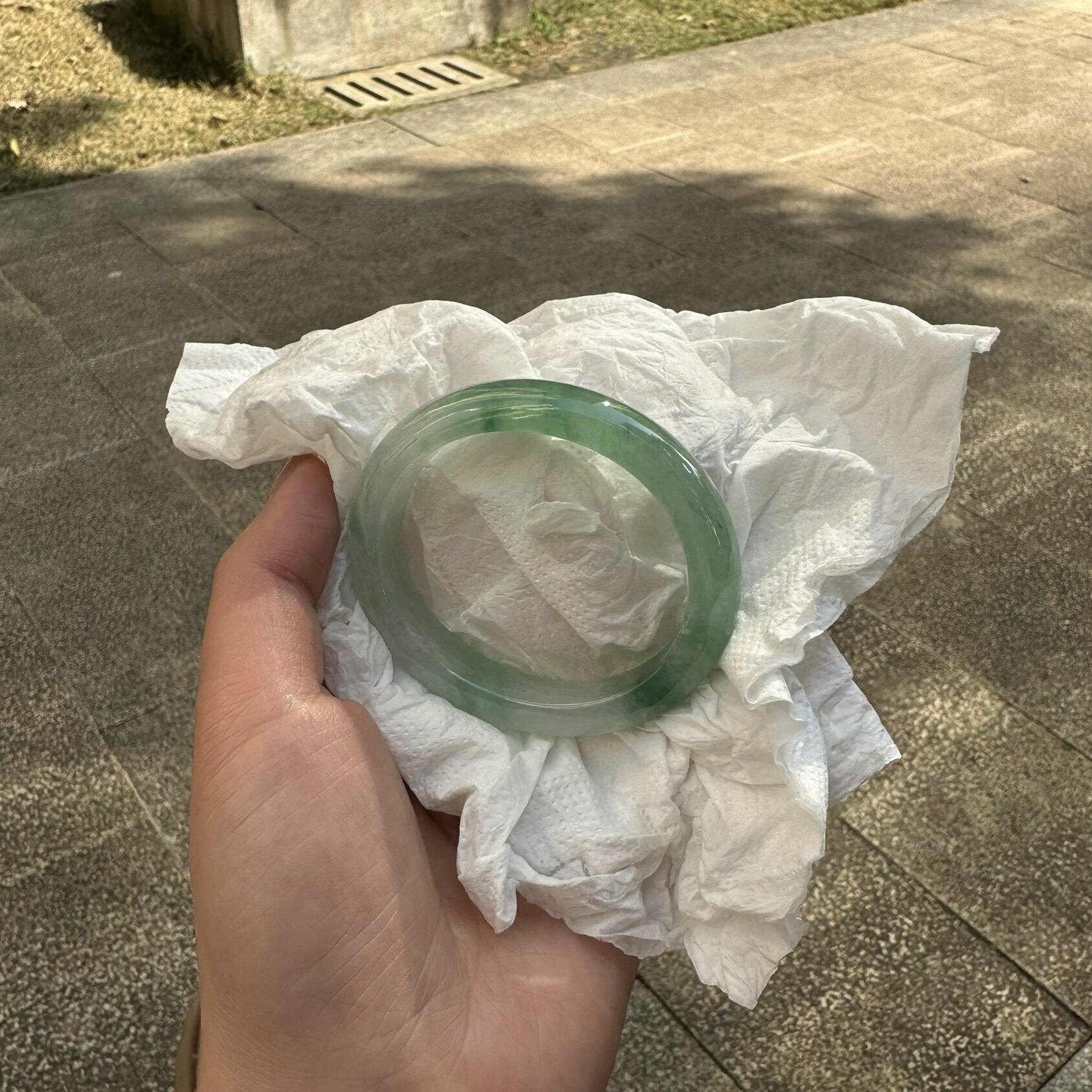 玉长情高端缅甸冰种翡翠玉手镯子女款浅绿冰飘花正品真玉饰品处理
