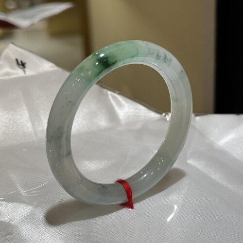 玉长情【疏影清澜】缅甸高端翡翠冰透种飘花玉手镯子正品真玉处理