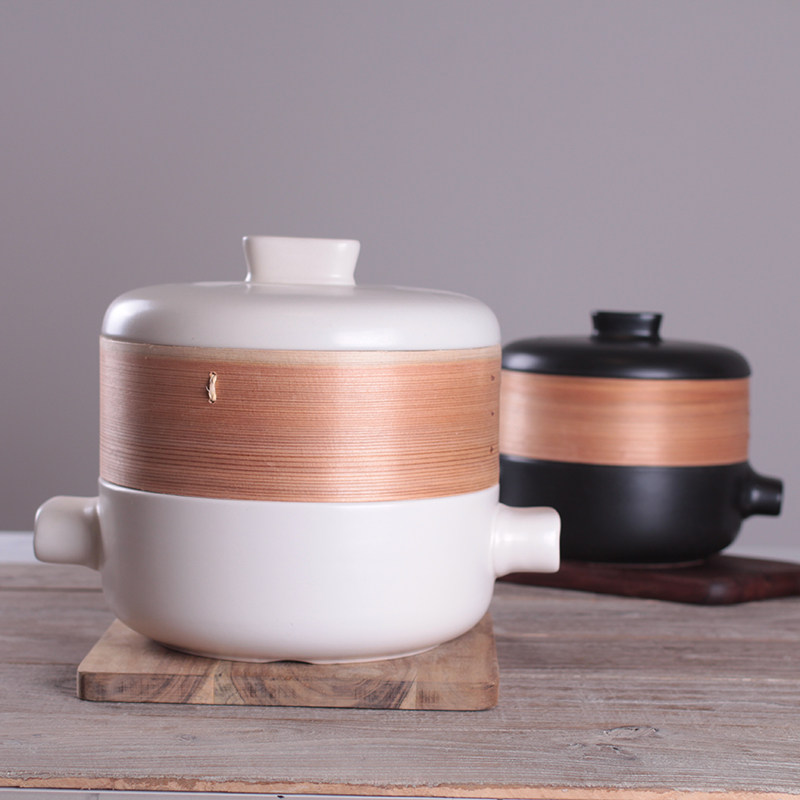 日式蒸笼砂锅耐高温锂辉石陶瓷汤锅炖锅家用蒸锅煲汤石锅明火沙锅