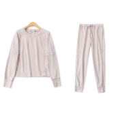 松紧腰长裤 外贸女套头上衣 33591 春秋新款 细毛圈棉休闲做旧套装