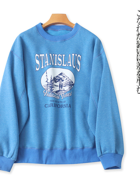 日单圆领加绒卫衣 冬季新男女同款长袖字母纯色休闲套头卫衣30385